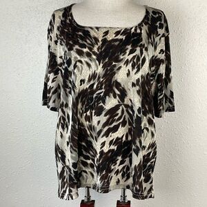 EUC Western II Collection Womens Gray, Brown and Black Patterned Short Sleeve 2X